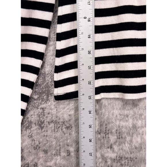 Veronica Beard Top Medium Womens Dawson Striped Long Sleeve Ruffle Ribbed - Picture 6 of 8